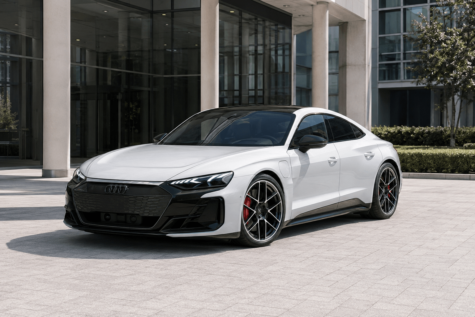 Audi RS e-tron GT performance vor Geschäftsgebäude