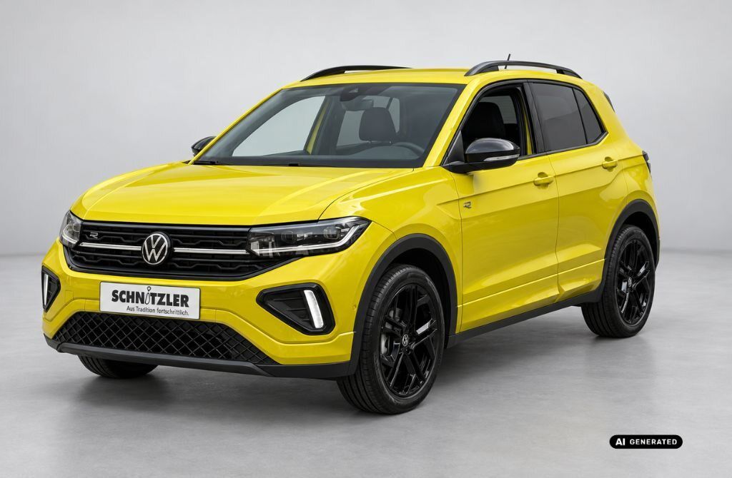 VW T-Cross R-Line 1,0 l TSI OPF 85 kW (116 PS) 7-Gang DSG Lackierung: Grape Yellow 