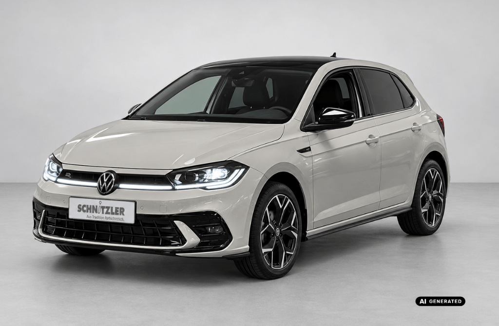 VW Polo R-Line 1,0 l TSI OPF 70 kW (95 PS) 7-Gang DSG Lackierung: Ascotgrau / Schwarz Uni