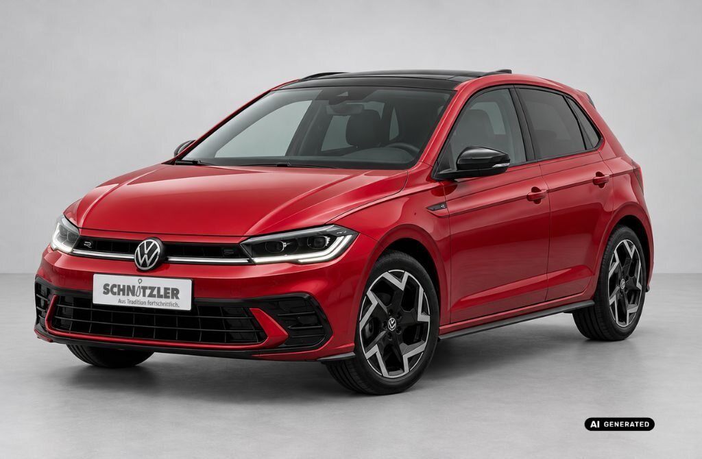 VW Polo R-Line 1,0 l TSI OPF 70 kW (95 PS) 7-Gang DSG Lackierung: Kings Red Metallic / Schwarz
